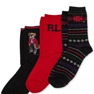 Ralph Lauren Polo socks 3 pair Holiday Set/ collection sz 9-11